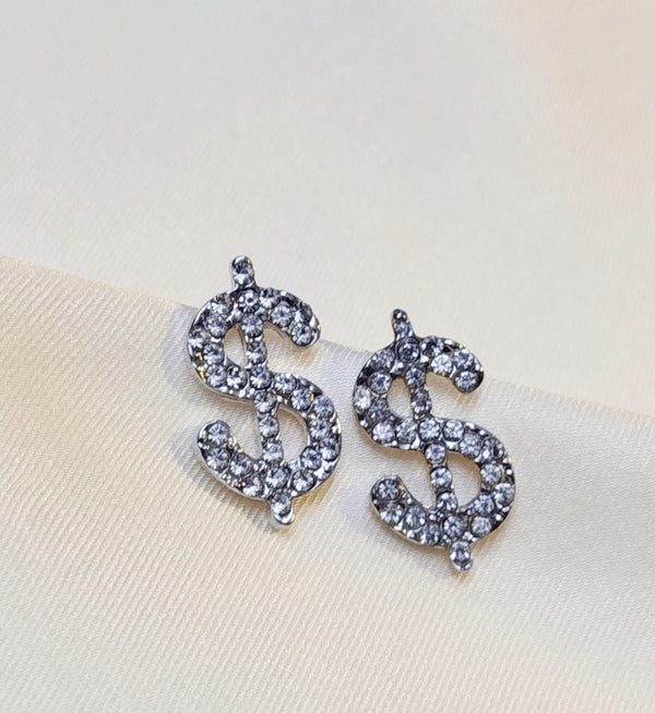 Earrings Hanging Exaggerated Dangle Rhinestone Dollar Shape