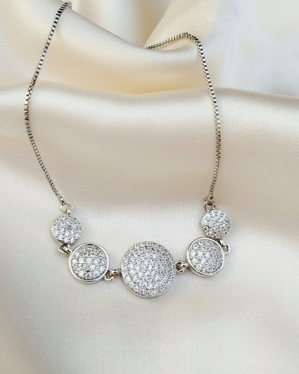 Diamond Five Circle Pave Necklace in White, Yellow or Rose Gold